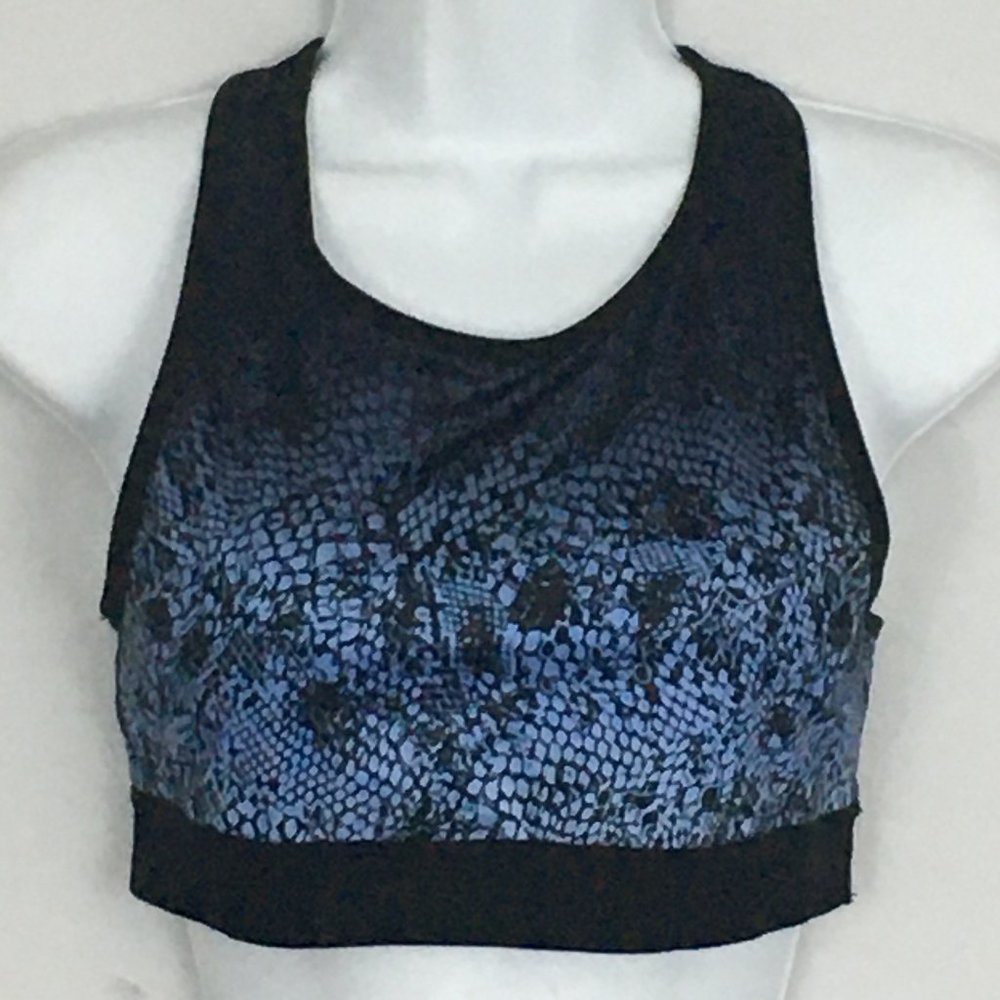 Champion Womens M Black & Blue Snakeskin Print Racerback Pullover Tank Top